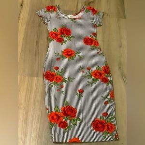 Floral strip dress
